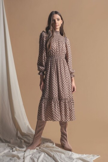 Cocoa fraget mock neck midi dress.