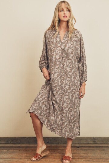 Dusty pink midi dress.