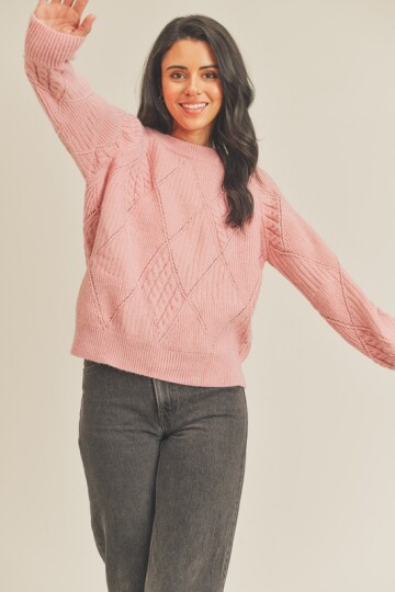 Rosa strikk genser.