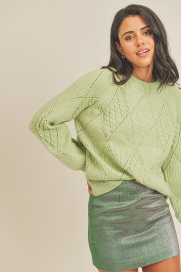 Grønn strikk genser.