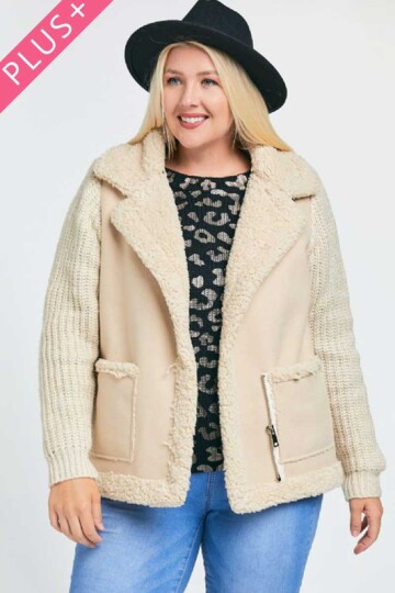 Plus size faux suede jakke.